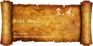 Kuti Axel névjegykártya